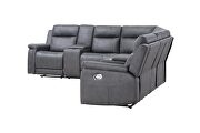 Greige sectional in leather-like fabric by Global additional picture 3