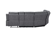 Greige sectional in leather-like fabric by Global additional picture 4