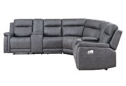 Greige sectional in leather-like fabric by Global additional picture 5
