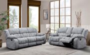 Grey reclining sofa in performance fabric by Global additional picture 2