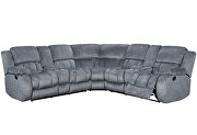 Dark grey sectional w/ manual recliners by Global additional picture 2