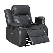 Gray / black stylish power recliner chair by Global additional picture 4