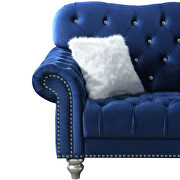 Blue velvet like fabric tufted curved sofa by Global additional picture 5