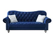 Blue velvet like fabric tufted curved sofa by Global additional picture 8