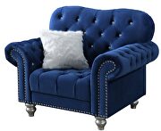 Blue velvet like fabric tufted curved chair by Global additional picture 5