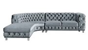 Grey sectional in left design with tufted seats and back by Global additional picture 2