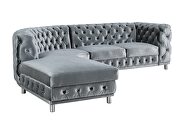 Grey sectional in left design with tufted seats and back by Global additional picture 9