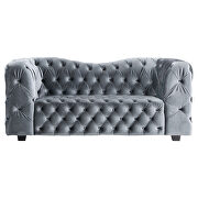 Grey velvet sofa with elegant tufted seats and back by Global additional picture 3