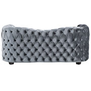 Grey velvet sofa with elegant tufted seats and back by Global additional picture 4