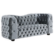 Grey velvet sofa with elegant tufted seats and back by Global additional picture 5