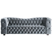 Grey velvet sofa with elegant tufted seats and back by Global additional picture 6