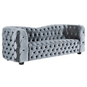 Grey velvet sofa with elegant tufted seats and back by Global additional picture 7