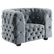 Grey velvet sofa with elegant tufted seats and back by Global additional picture 9