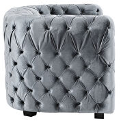 Grey velvet chair with tufted seat and back by Global additional picture 3