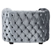 Grey velvet chair with tufted seat and back by Global additional picture 4