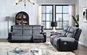 Two-tone dark gray fabric recliner sofa by Global additional picture 2