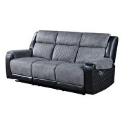 Two-tone dark gray fabric recliner sofa by Global additional picture 8