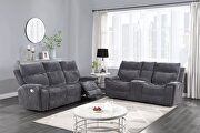 Charcoal fabric reclining sofa by Global additional picture 2