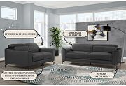Dark grey leather sofa with adjustable headrests by Global additional picture 6