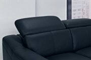 Navy blue leather sofa with adjustable headrests by Global additional picture 2