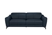 Navy blue leather sofa with adjustable headrests by Global additional picture 5