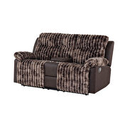 Brown corduroy / microfiber fabric manual recliner loveseat additional photo 3 of 4