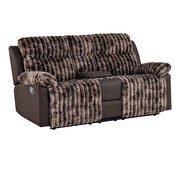 Brown corduroy / microfiber fabric manual recliner loveseat additional photo 4 of 4