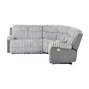 Gray recliner corduroy fabric sectional sofa w/ led by Global additional picture 6