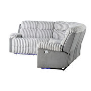 Gray recliner corduroy fabric sectional sofa w/ led by Global additional picture 7