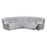 Gray recliner corduroy fabric sectional sofa w/ led by Global additional picture 9