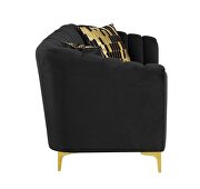 Black velvet fabric glam sofa w/ golden legs by Global additional picture 6