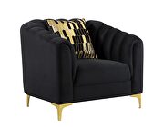 Black velvet fabric glam chair w/ golden legs by Global additional picture 3