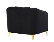 Black velvet fabric glam chair w/ golden legs by Global additional picture 5
