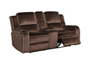 Power recliner sofa in brown fabric additional photo 2 of 4
