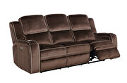 Power recliner sofa in brown fabric additional photo 4 of 4