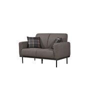 Mid-century style gray/brown loveseat by Global additional picture 2