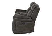 Grey reclining sofa in leather like-fabric by Global additional picture 5