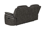 Grey reclining sofa in leather like-fabric by Global additional picture 6