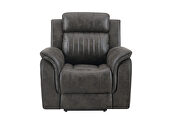 Grey reclining sofa in leather like-fabric by Global additional picture 7
