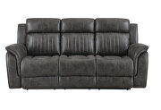 Grey reclining sofa in leather like-fabric by Global additional picture 10