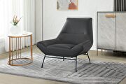 Dark grey leather accent chair by Global additional picture 5