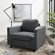 Gray blend fabric stylish casual style sofa w/ cupholders by Global additional picture 3