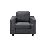Gray blend fabric stylish casual style chair w/ cupholders by Global additional picture 2