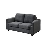 Gray blend fabric stylish casual style loveseat w/ cupholders by Global additional picture 2