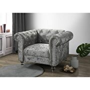 Tufted design low profile glam gray velvet sofa by Global additional picture 6