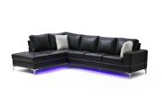 Charcoal gray pu casual style sectional w/ led lightning by Global additional picture 4