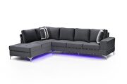 Gray velvet casual style sectional w/ led lightning by Global additional picture 6