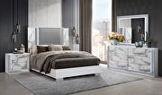 White marble queen bed in modern style w/ led by Global additional picture 2