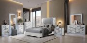 White marble queen bed in modern style w/ led by Global additional picture 3
