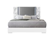 White marble queen bed in modern style w/ led by Global additional picture 7